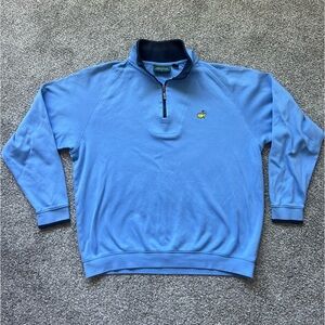 Masters Collection Mens Medium Blue Long Sleeve 1/4 Zip Pullover Sweater Pima